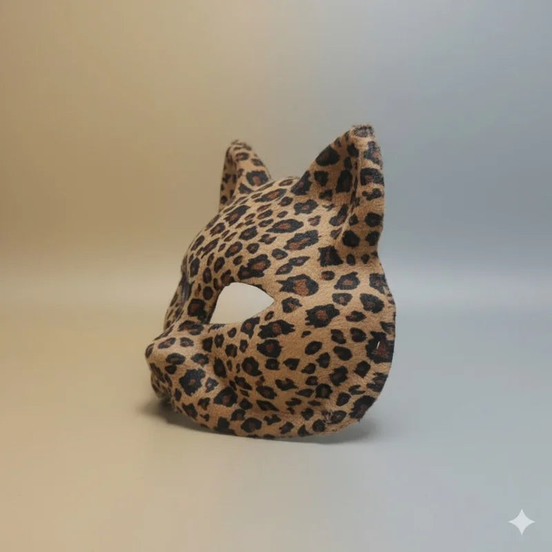 Leopard Print Half-Face Mask for Halloween & Masquerade Parties
