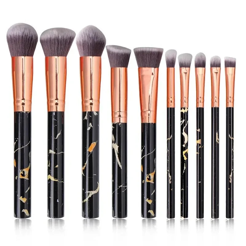 10 Pcs Makeup Brush Set - Synthetic Kabuki Foundation Blenders Face Powder Blush Concealer Eye Shadow Tools