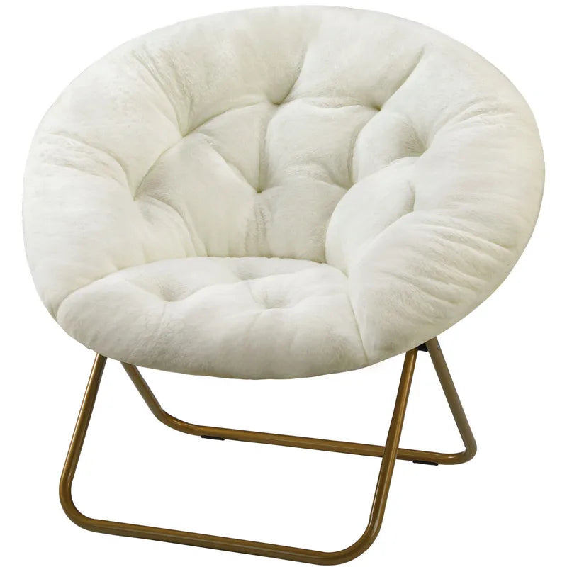 Faux Fur Cozy Saucer Chair - Foldable Living Room Lounge Seat, Multiple Colors
