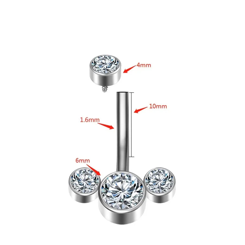 Titanium Zircon Belly Button Ring Navel Piercing Jewelry for Women