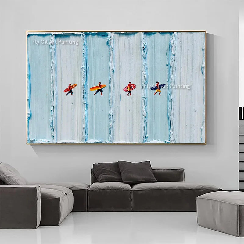 Abstract Countryside View Canvas Wall Art - Thick Oil Painting for Home Decor