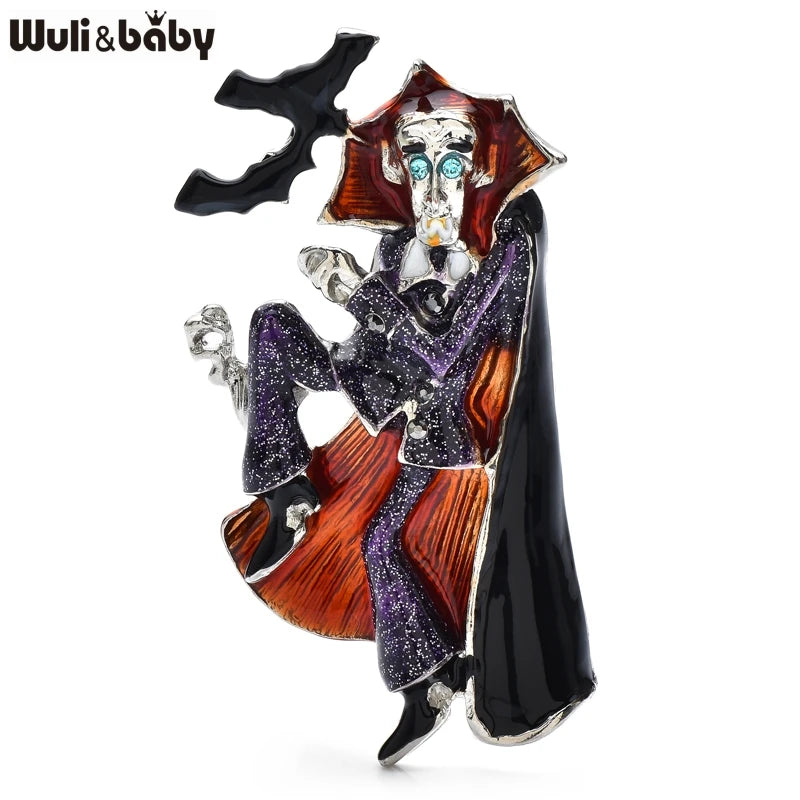 Halloween Witch Brooch Pin Enamel Vampire Badge Costume Jewelry Gift