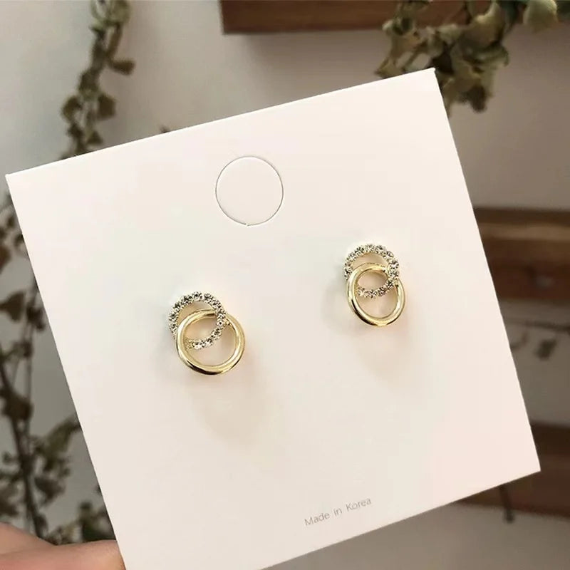 Women's Diamond-Encrusted Circle Earrings - Elegant Daily Wear Jewelry