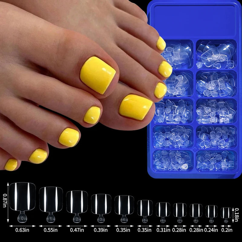 100Pcs Short Press-On Square Toenail Tips - Fake Acrylic Toe Nails