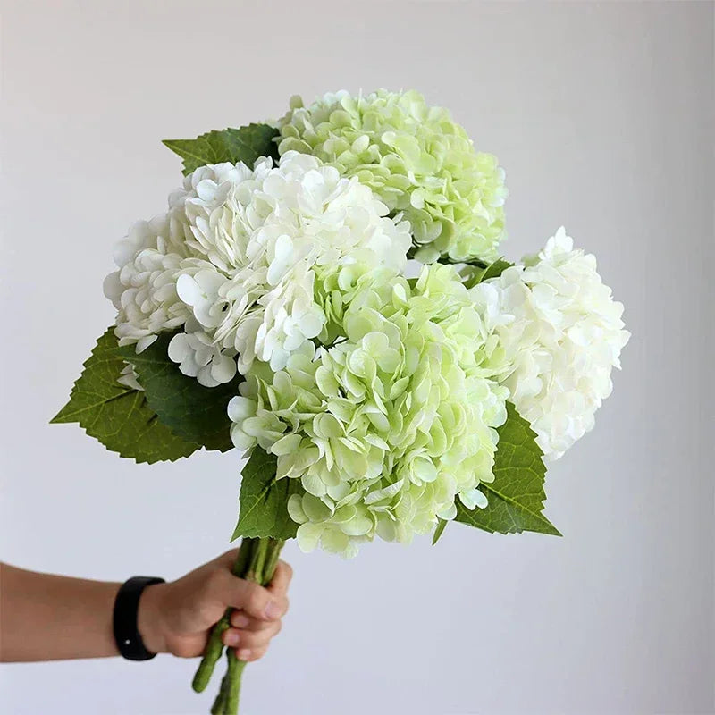 Artificial Hydrangea Flowers 4 Pcs Real Touch Latex Wedding Bouquet Home Decor