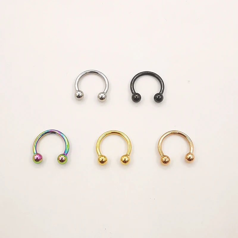 20 Pcs Stainless Steel Circular Barbell Lip & Eyebrow Rings Body Piercing Jewelry