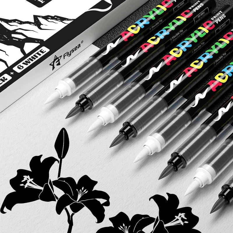 8pcs Acrylic Paint Markers Set with Large Ink Capacity for Illustration and Crafting