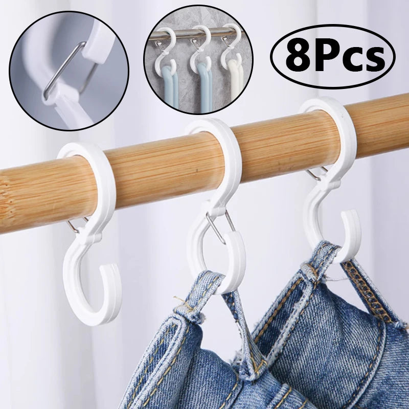 8-Pack S-Shape Hanger Hooks for Kitchen & Home Organization - Durable & Windproof