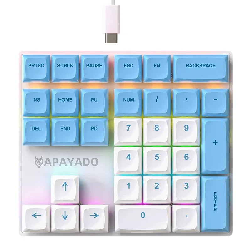 Mechanical Numeric Keypad 33 Keys with Multi-Color Lighting for Office & Finance