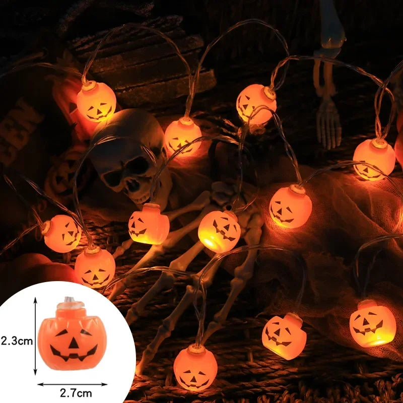 Halloween 1.5m 10 LED String Lights with Ghost Witch Pumpkin Spider Web Skeleton