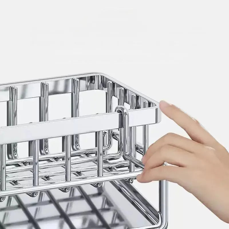 Multi-Functional Stainless Steel Sink Organizer with Sponge Soap Towel Rack