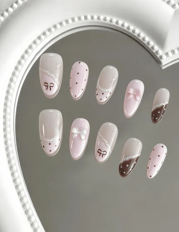 10 Pieces Almond-Shaped Full Cover Nail Tips for Girls and Special Occasions