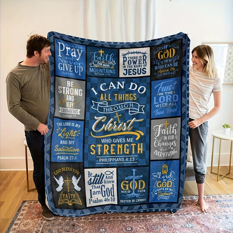 Large Christian Scripture Throw Blanket - Religious Faith Inspirational Home Decor