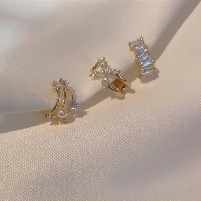 Minimalist Pearl Diamond Ear Cuff Star Fashion Jewelry for Women