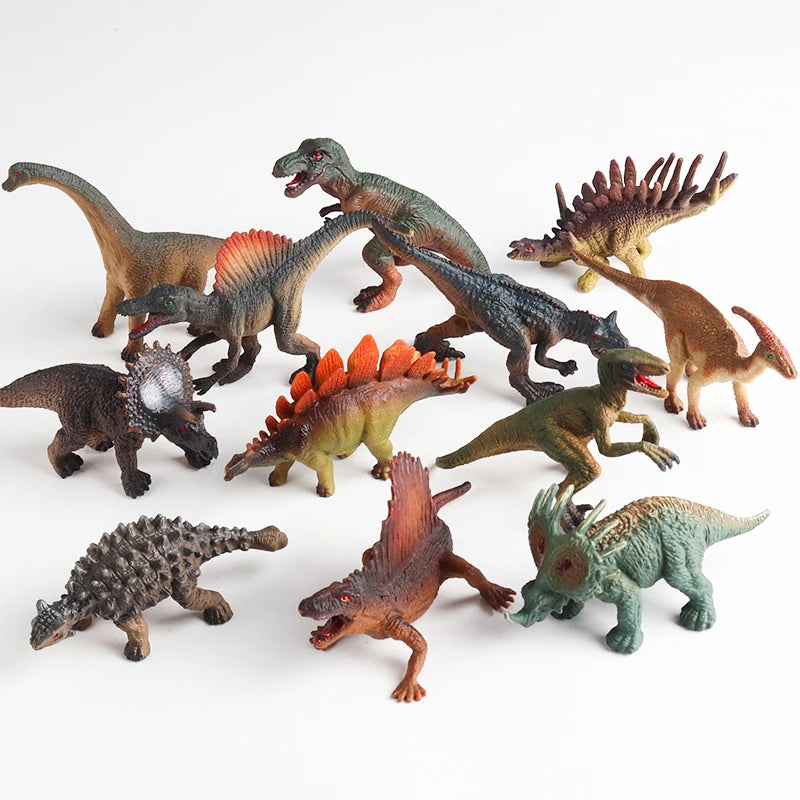 12Pcs Jurassic Dinosaur Action Figures Set - Velociraptor, T-Rex, Stegosaurus PVC Kids Toy