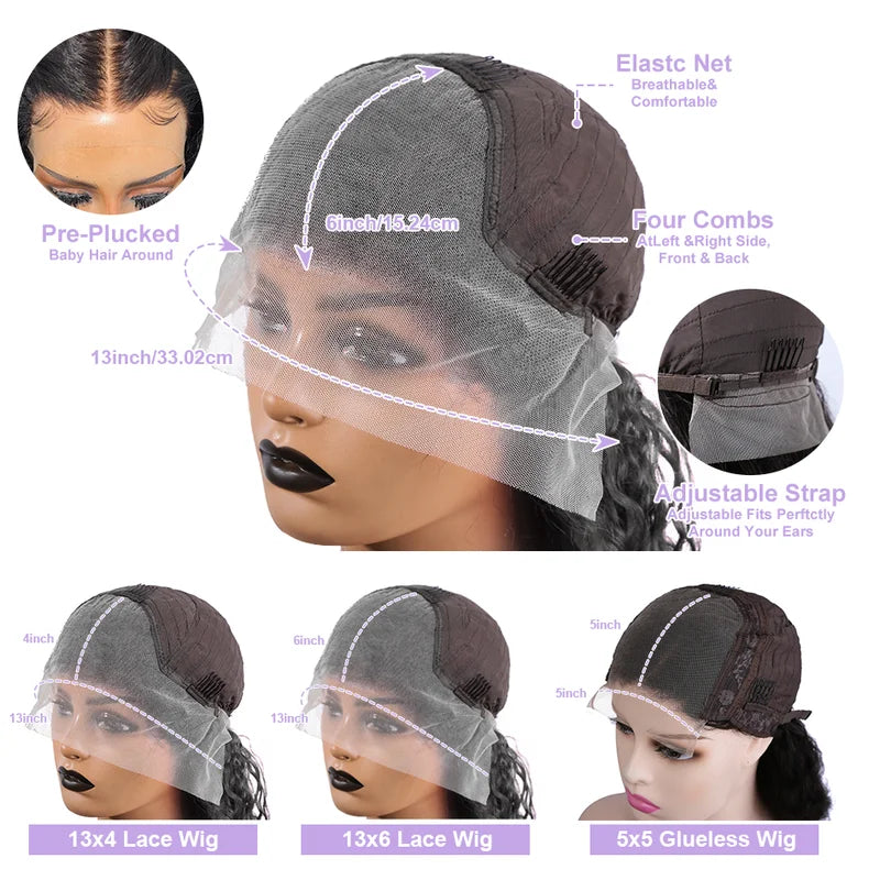Human Hair Short Bob Wigs with 13x4, 13x6, 5x5 Lace & Deep Wave Options