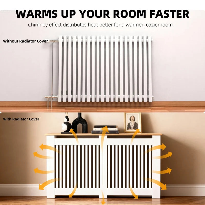 Large Radiator Cover Wood Cabinet for Heater MDF Shelves Home Decor