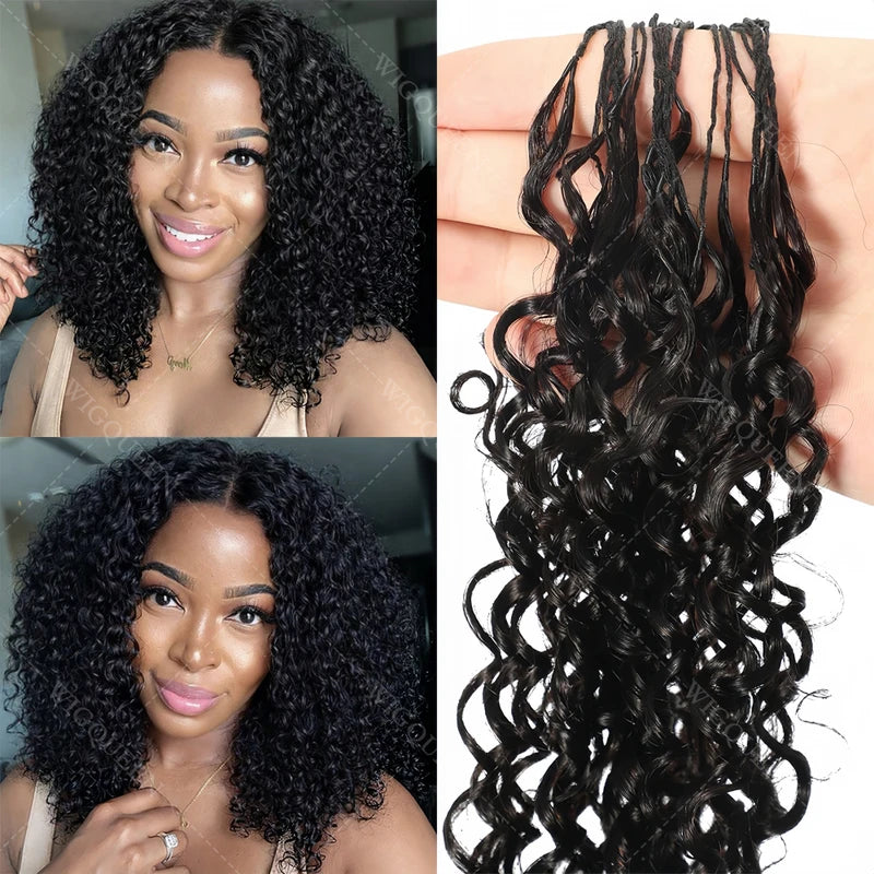 Feather Crochet Human Hair Extensions - Highlight Pixie Curl Bulk Hair with Small Spirals