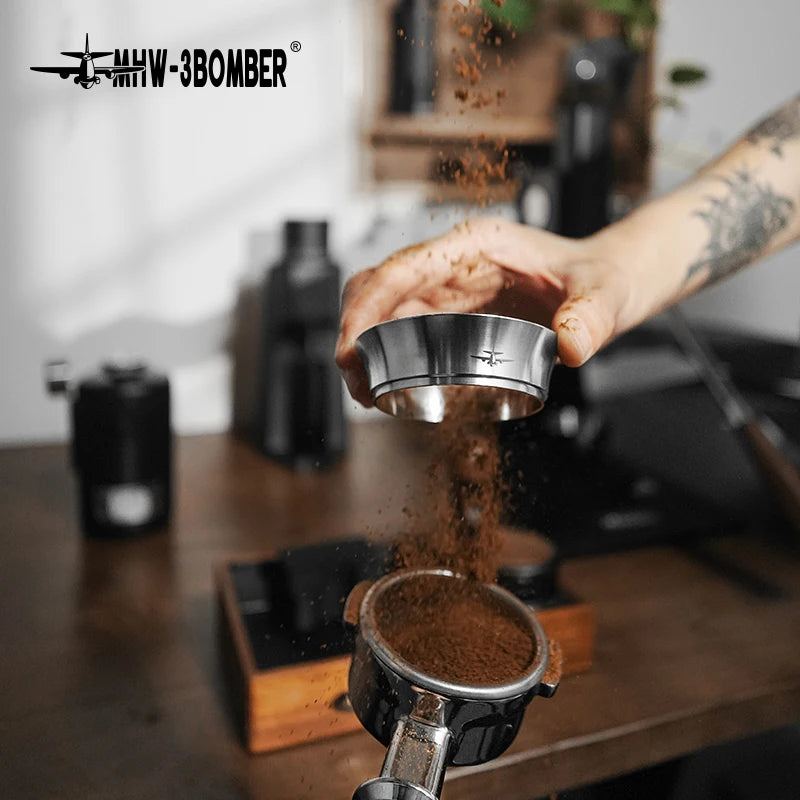 Coffee Dosing Funnel for 51-58mm Portafilters, Stainless Steel Barista Tool