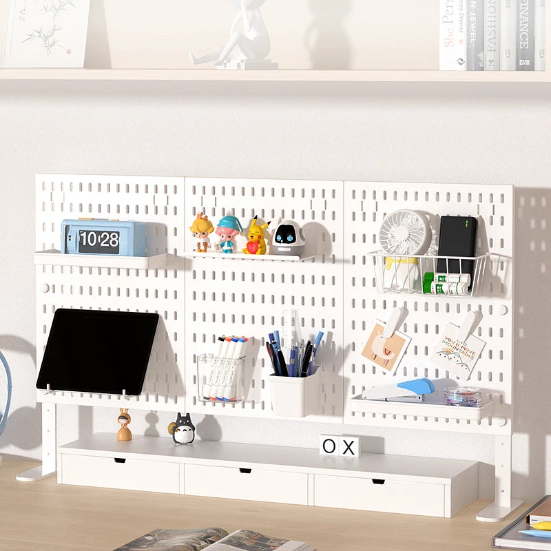 Drill-Free Pegboard Organizer for Desktop & Dorm Storage - Vertical Pegboard Clip-On