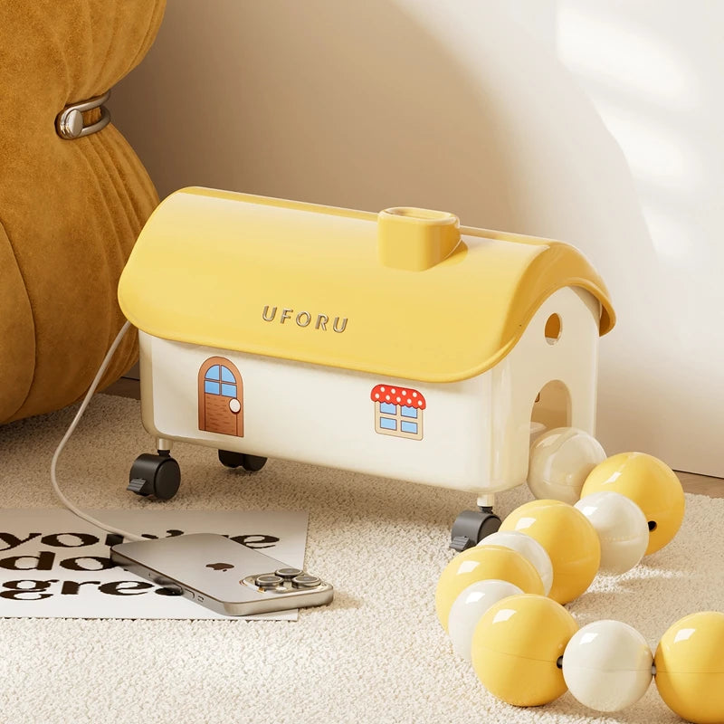 Cartoon House Cable Management Box with 360° Wheels Large Ventilation Home Storage