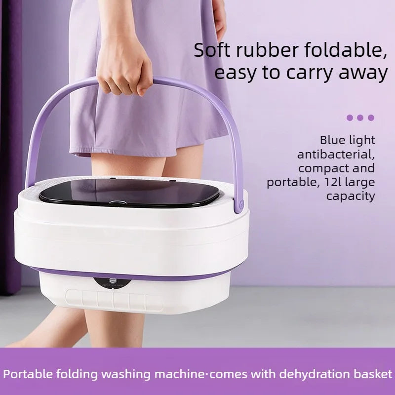 12L Portable Foldable Mini Washing Machine for Travel Dorms & Baby Care