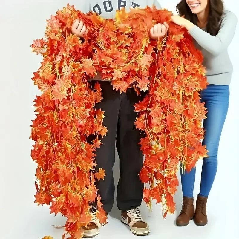 Artificial Fall Maple Leaf Garland for Autumn Halloween Thanksgiving Decor - 4XL to XS