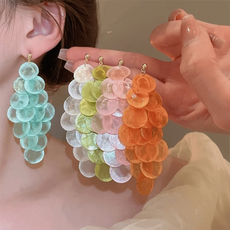 Elegant Shell Tassel Drop Earrings Women's Travel Jewelry Gift