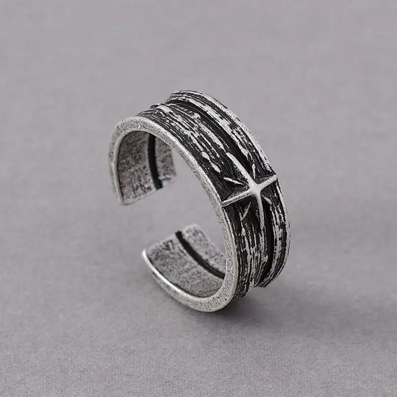 Retro Night Sky Art Ring for Men & Women Silver Punk Gothic Adjustable Jewelry