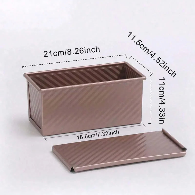 Non-Stick Golden Loaf Pan with Lid - Durable Baking Mold for Oven, Rust-Resistant
