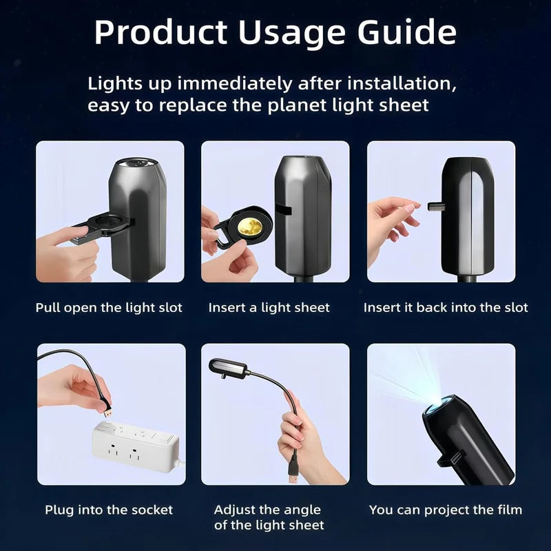 USB Projector Night Light with 10 Planet & Holiday Patterns for Bedroom Wall Ceiling Decor