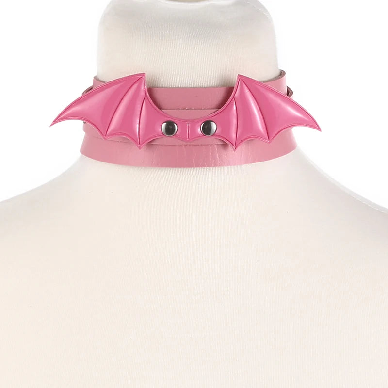 Halloween Bat Wings Gothic Choker Necklace for Women Leather Costume Jewelry