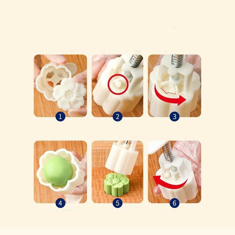 DIY Mooncake Mold Set with Multiple Colors Food-Grade Plastic Pastry Embossing Tool for Baking