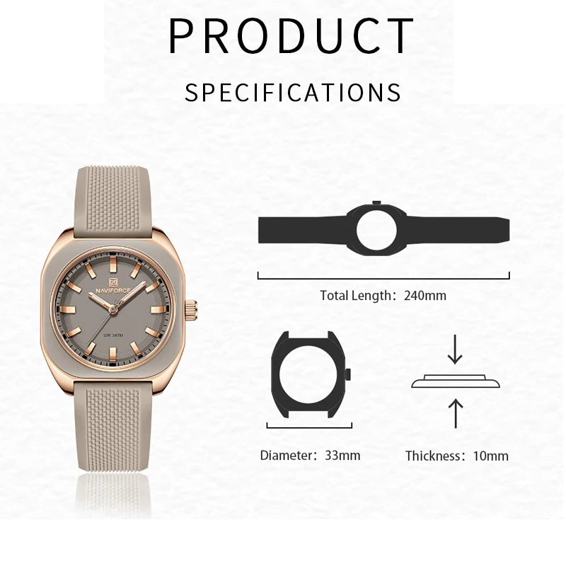 Women's Casual Silicone Strap Watch - Waterproof Fashion Quartz Wristwatch
