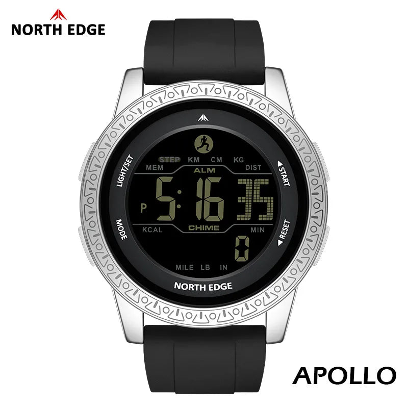 Digital Sport Watch Waterproof 50M Dual Time Men Women Fitness Pedometer Alarm