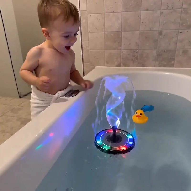 Floating LED Water Fountain Toy for Bathtub - Solar Powered Color Change Water Circulator