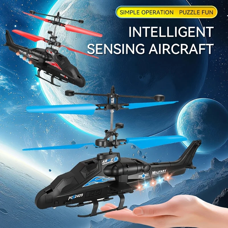 2-Way Remote Control Airplane Helicopter with LED Lights & USB Charging - Toy Drone