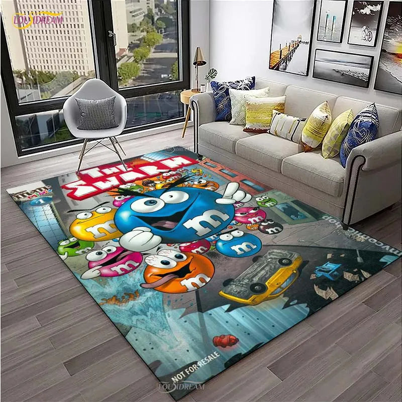 Kawaii Cartoon Carpet for Living Room Bedroom Yoga Area Rug Floor Mat Non-Slip Decor