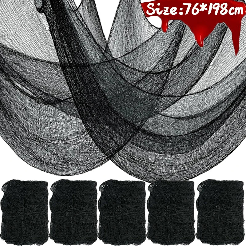 Halloween Bloody Black Gauze Creepy Cloth for Horror Party & Haunted House Decor