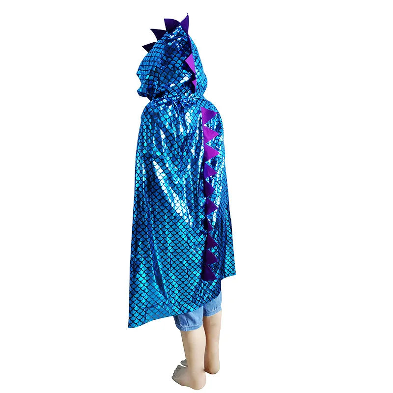 Kids Dinosaur Cape Costume Hooded Cloak for Halloween Party and Cosplay