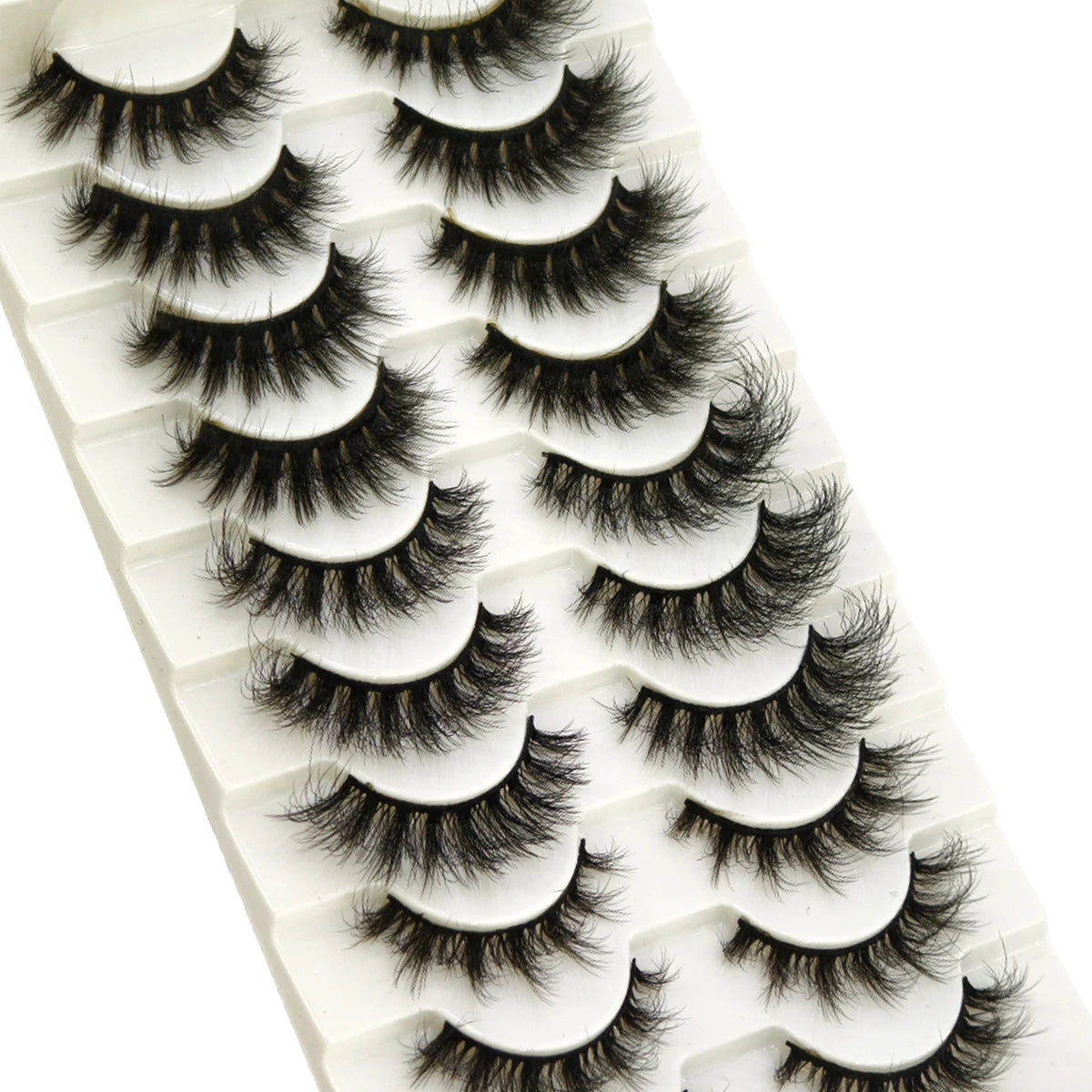 10 Pairs Fluffy Mink False Eyelashes - Natural Dramatic Look, Wispy & Long