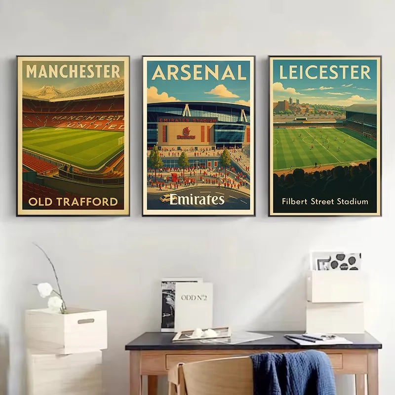 Football Field Canvas Wall Art - Sports Venue Poster for Living Room & Home Decor