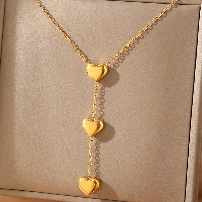 Small Peach Heart Pendant Necklace for Women - Valentine's Day Gift Jewelry