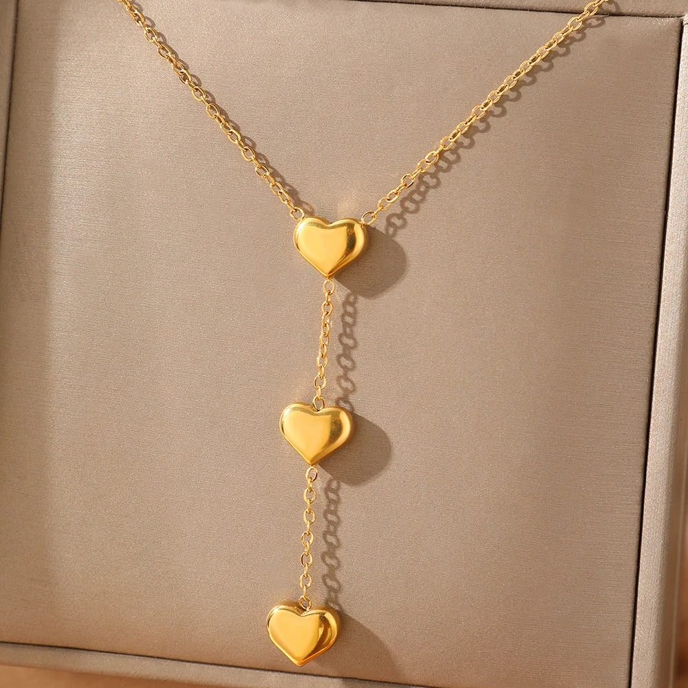Small Peach Heart Pendant Necklace for Women - Valentine's Day Gift Jewelry
