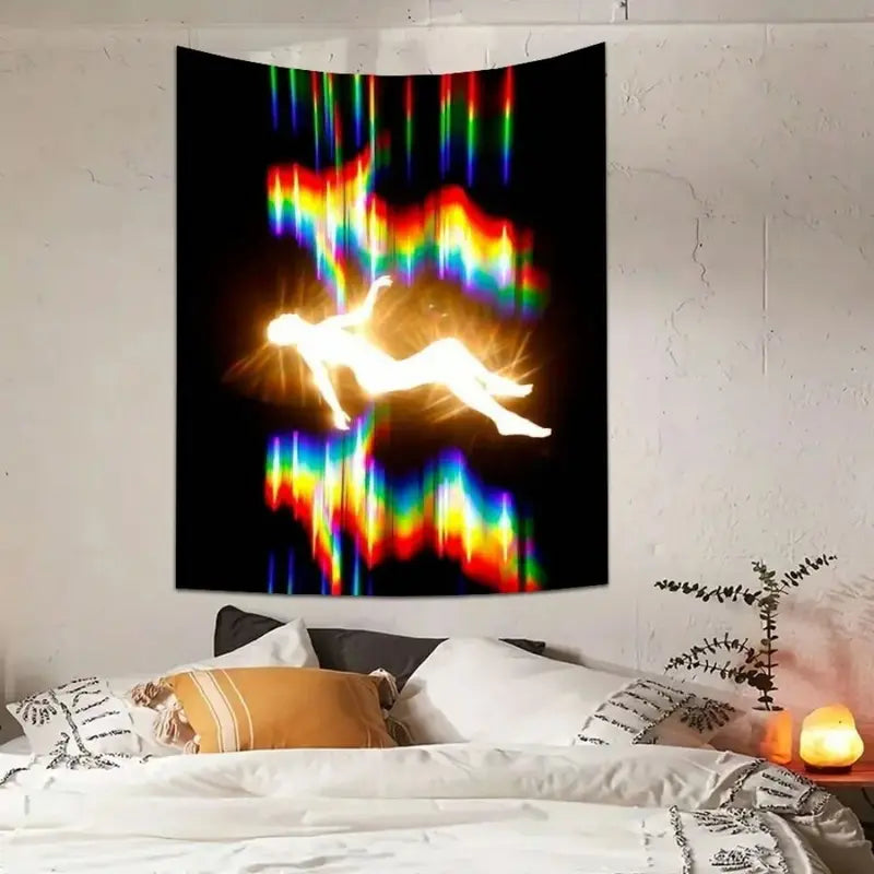 Neon Rainbow Tapestry Wall Art for Bedroom Living Room Decor - Polyester All-Season Home Decoration
