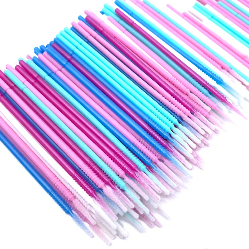 Long Head Bendable Micro Brushes for Lash Extensions & Eyelash Glue Cleaning