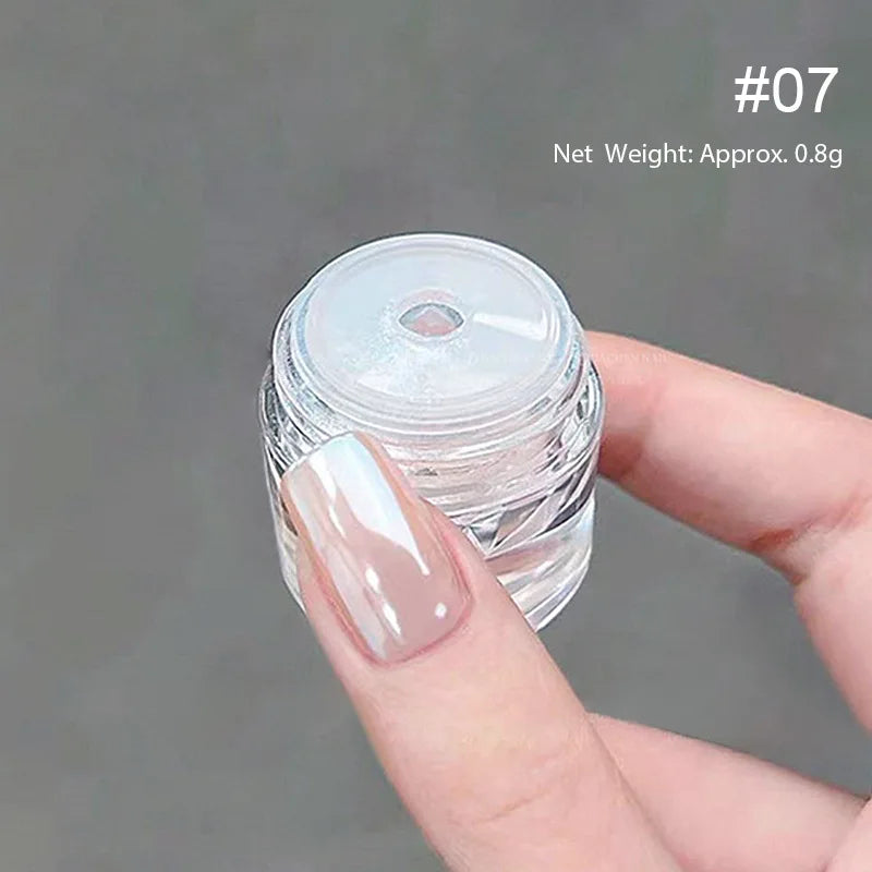 High-Gloss Aurora Chrome Nail Powder - Glitter Pigment for Nails