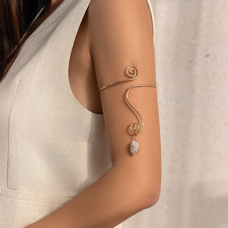 Women's Spiral Open Armlets Geometric Upper Arm Chain Jewelry Vintage Cuff