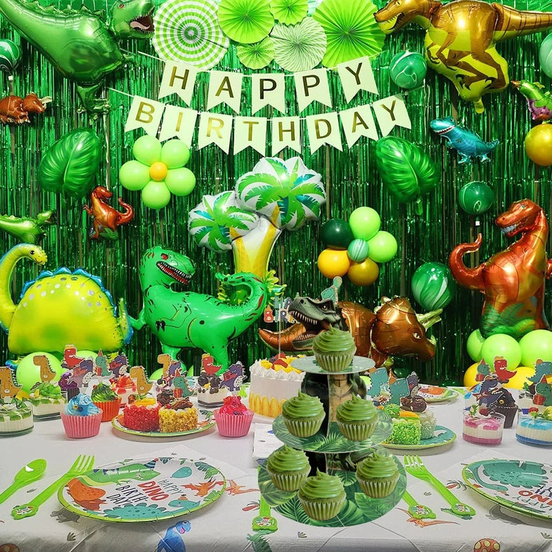 3-Tier Dinosaur Cupcake Stand Kids Party Decor Dino Dessert Tower