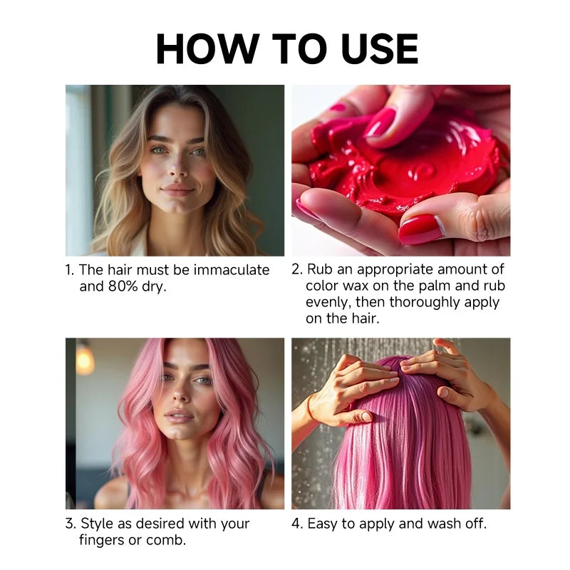 Halloween Hair Colour Wax Set - 13 Vibrant Colors, Easy Wash, DIY Hair Dye